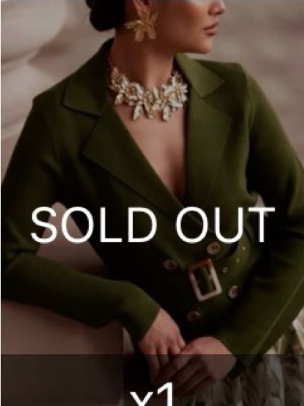 FHQ Collecting Olive Green Women's Belted Blazer Jacket Size 2XL